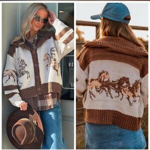 Nwt Veveret Knit Western Cardigan